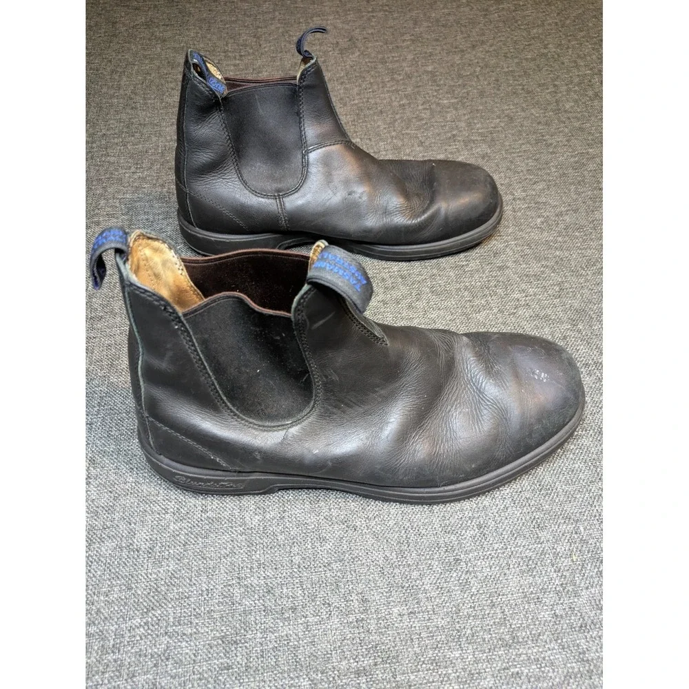 Blundstone Black Leather Chelsea Slip-On Ankle Boots Rubber Sole US 12 Resistant